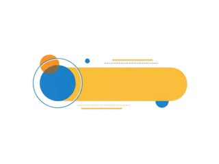 Abstract modern graphic banner shape with blue and orange geometric elements