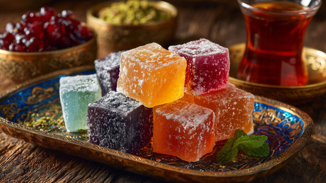 Turkish delight on a table