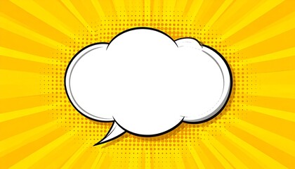 Comic book-style background with sunburst effect and speech bubble