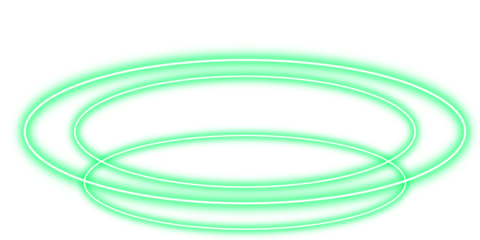 Mint Green Neon Glowing Double Portal Rings with Radiant Luminous Aura for Fantasy and Sci-Fi Designs