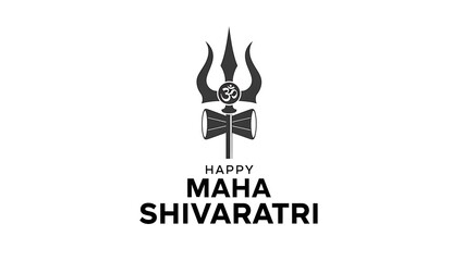 Black and white Maha Shivaratri greeting with trident and Om symbol 1