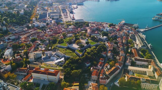 Pula Citadel in Croatia - aerial drone view