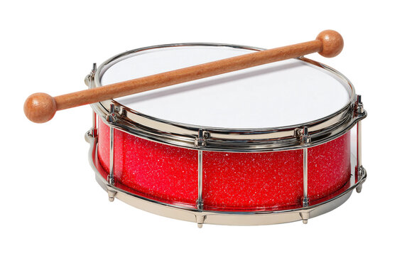 Traditional red handheld drum toy designed for cultural play musical learning and festive celebrations isolated on transparent background PNG