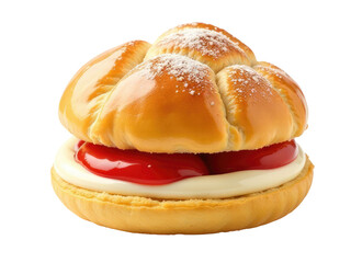 A close-up shot of a sandwich with melted cheese and ketchup