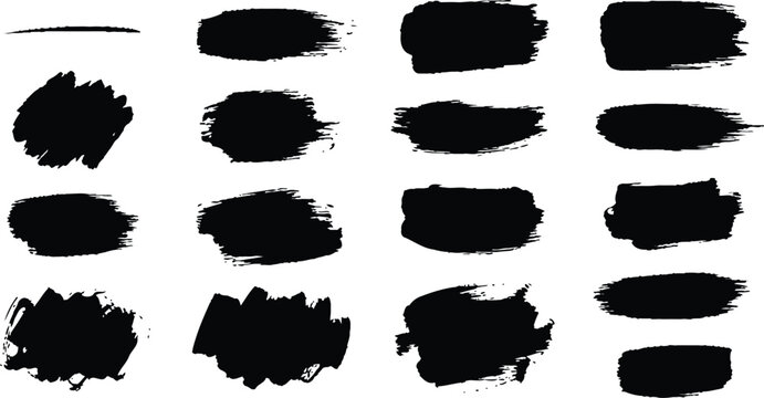 Broad Black Paint Brush Strokes and Textures