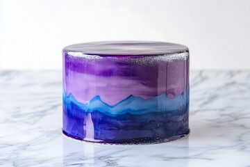 mirror glaze cake, modern dessert with minimalist cake design and glossy surface featuring galaxy color glaze for elegant contemporary pastry presentation