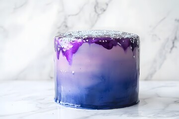 mirror glaze cake, modern dessert with minimalist cake design and glossy surface featuring galaxy color glaze for elegant contemporary pastry presentation