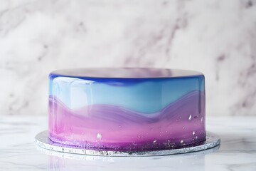 mirror glaze cake, modern dessert with minimalist cake design and glossy surface featuring galaxy color glaze for elegant contemporary pastry presentation