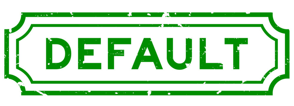 Grunge green default word rubber seal stamp on white background
