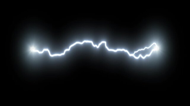 Blue white lightning bolt discharge with glowing sparks icon isolated on solid background banner header