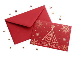 christmas card with red bow