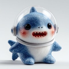 Cute Baby Shark Character in Astronaut Helmet with Space Theme