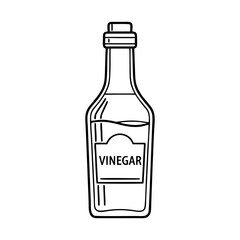 Black and white clipart of a bottle of vinegar