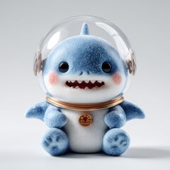 Cute Space Shark Toy with Astronaut Helmet and Cheerful Expression