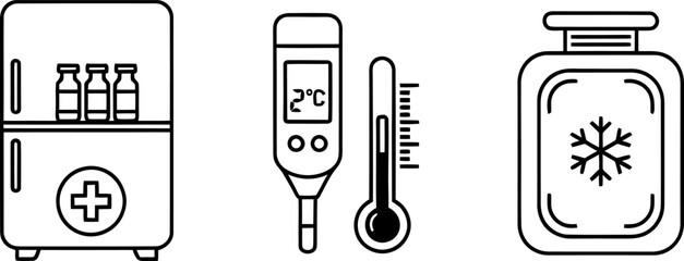 Medical refrigerator with temperature monitoring Vector