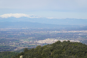 Fototapeta premium The view opening from the mountain Puig de ses Cadiretes, Costa Brava, Spain