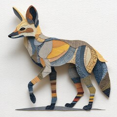 Colorful Paper Art of a Fox with Intricate Patterns and Textures