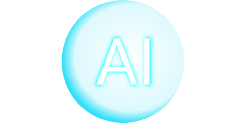 Luminous Cyan AI Glyph for Artificial Intelligence and Intelligent System Development Concepts