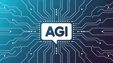 Artificial General Intelligence concept on circuit board background
