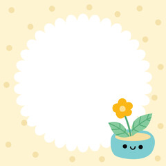 Cute memo template illustration with cute smiling flower. Suitable for clip art, stickers, flat design illustration, etc