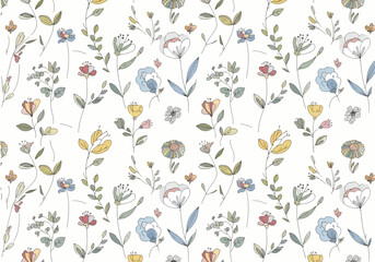 Oriental flowers seamless pattern. Asian flowers seamless pattern background. Vector illustration layered for easy manipulation and coloring.
