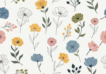 Seamless ornamental floral pattern. Decorative cute background with round flowers
