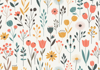 Vector Cute floral vector seamless pattern. Natural design for wedding invitation or fabric.