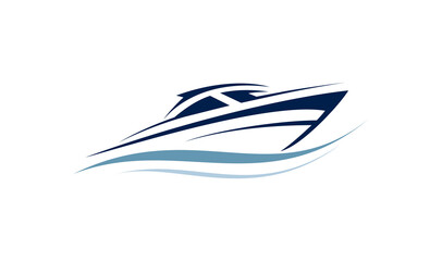 Vector illustration logo symbol speedboat transportation company.