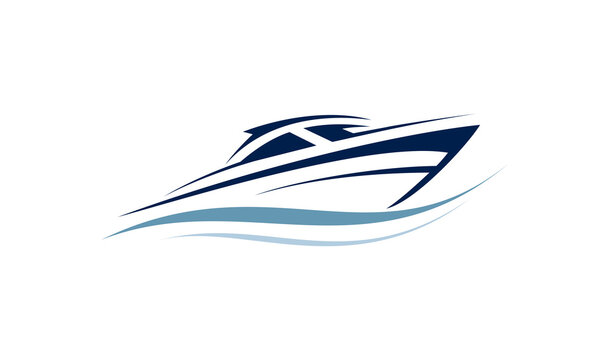 Vector illustration logo symbol speedboat transportation company.