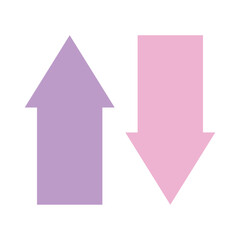 Minimalist purple up and down direction arrows flat illustration. Suitable for clip art, stickers, flat design illustration, etc