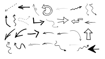 Hand Drawn Arrow Doodles Bundle | Sketchy Direction Arrows, Curved Swirls, Zigzag Lines & Pointer Symbols