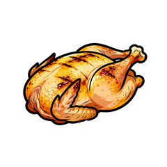 [Transparent Background PNG]Delicious roasted whole chicken with golden brown skin