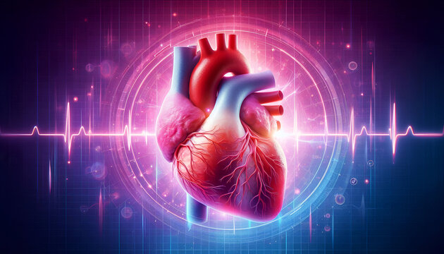 Illustration of the 3D anatomy of the heart