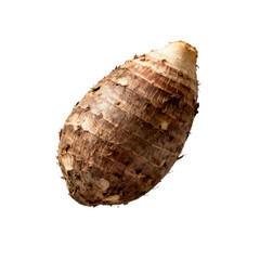 [Transparent Background PNG]Fresh taro root with brown skin and white flesh for cooking and eating