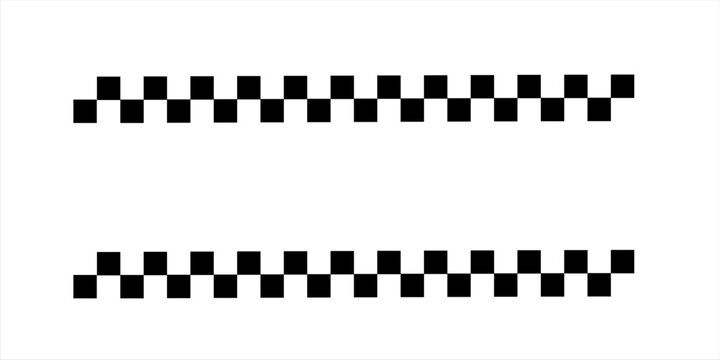 Black and white checkered rectangular frame. Square racing checkerboard pattern. Chessboard geometric pattern. Rally checkerboard pattern. Finish racing frame. Vector illustration on white background