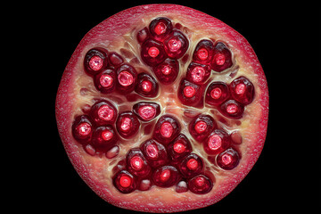 석류 단면의 씨앗보석