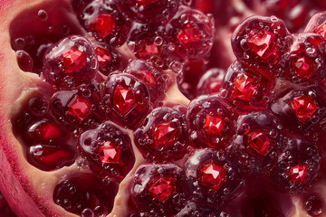 석류 단면의 씨앗보석