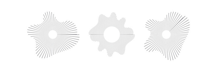 Music equalizer and sound wave. Vector circular sound waves. Acoustic amplitude music icons. Infrasound ultrasound symbols, speed of sound.