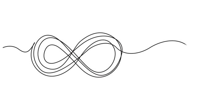 animation continuous drawing of infinity with one line, Infinity sign mark one line art animation, Self draws animation infinity sign one line. Infinity eternity symbol in variations pro design style.