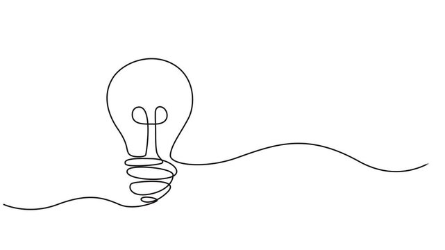 Self drawing animation of one line electrical bulb vector illustration. Electric lamp animation, Light bulb. Continuous one line drawing