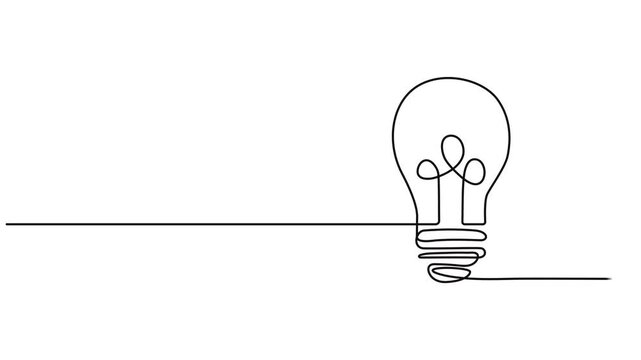 Self drawing animation of one line electrical bulb vector illustration. Electric lamp animation, Light bulb. Continuous one line drawing