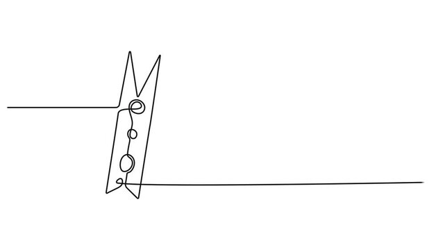 continuous single line drawing of clothespins. One line drawing. Wooden clothespin in one continuous line drawing. one line Icon drawing with white background. Wooden clothespin in one continuous line