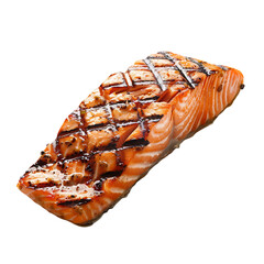 Grilled salmon fillet with charred grill marks