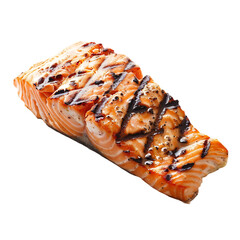 Perfectly grilled salmon fillet close up