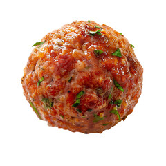 Round meatball profile on white background