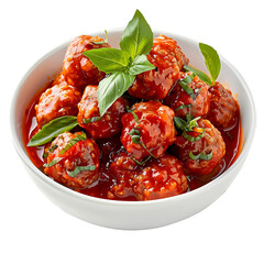 Savory meatballs coated in rich tomato sauce