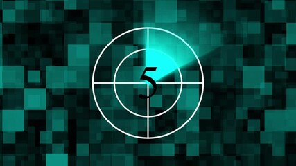 Futuristic countdown target animation with circular timer frame. Digital scanning interface for timing and focus. Tech element for intro and system alert use.