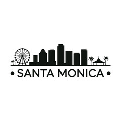Obraz premium Santa monica skyline featuring a ferris wheel and palm trees graphic