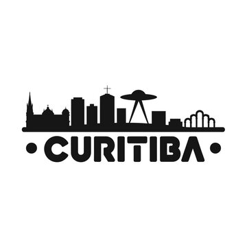Curitiba Skyline Featuring A Ufo Above The City Silhouette
