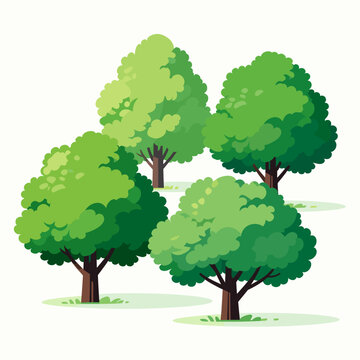 [Vector EPS]Group of green trees with lush foliage in a natural setting